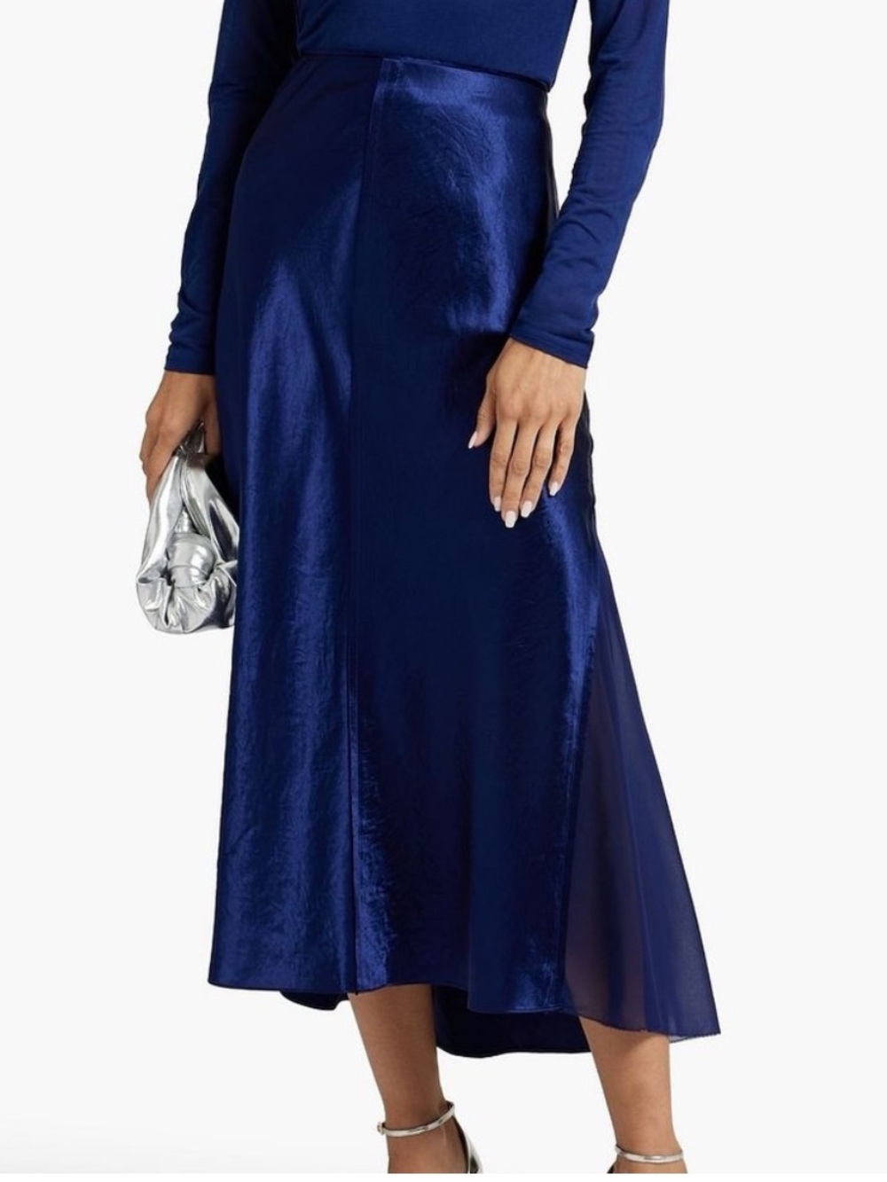 Stunning navy NTW Vince midi skirt